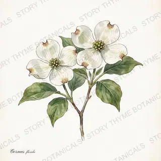 Flowering Dogwood — vintage botanical The Plant Library print on a white background
