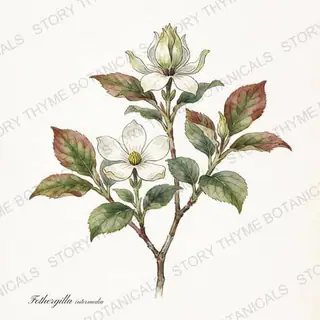 Fothergilla — vintage botanical The Plant Library print on a white background
