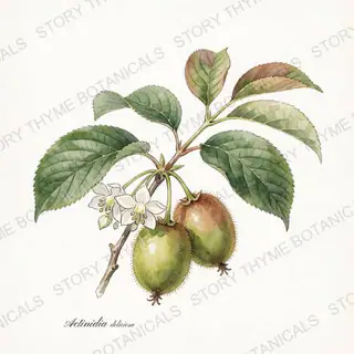 Kiwi (Fuzzy) — vintage botanical The Plant Library print on a white background
