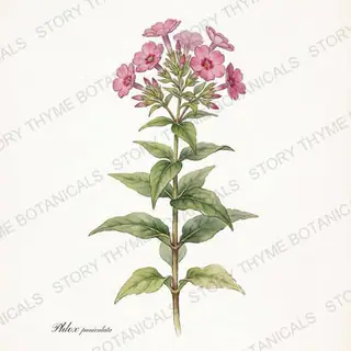 Garden Phlox — vintage botanical The Plant Library print on a white background