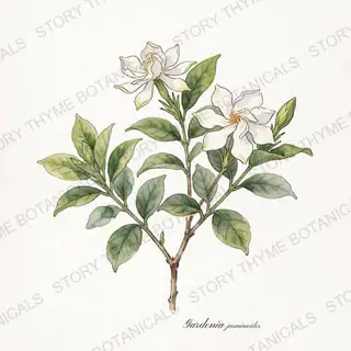Gardenia — vintage botanical The Plant Library print on a white background