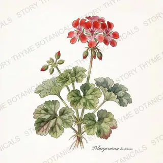 Geranium (Zonal) — vintage botanical The Plant Library print on a white background