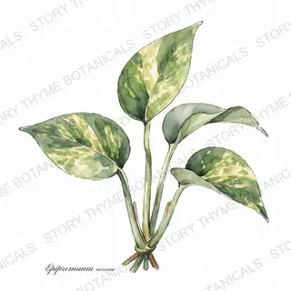 Golden Pothos — vintage botanical The Plant Library print on a white background