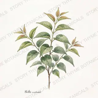 Hackberry — vintage botanical The Plant Library print on a white background