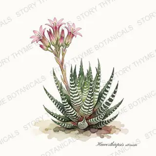 Haworthia (Zebra Plant) — vintage botanical The Plant Library print on a white background