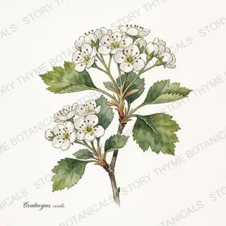 Hawthorn — vintage botanical The Plant Library print on a white background