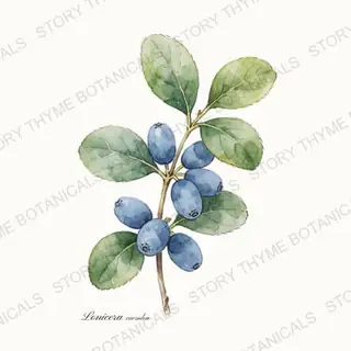 Honeyberry — vintage botanical The Plant Library print on a white background
