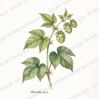 Hops — vintage botanical The Plant Library print on a white background