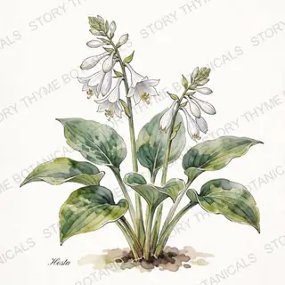 Hosta — vintage botanical The Plant Library print on a white background