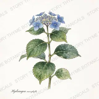 Hydrangea — vintage botanical The Plant Library print on a white background