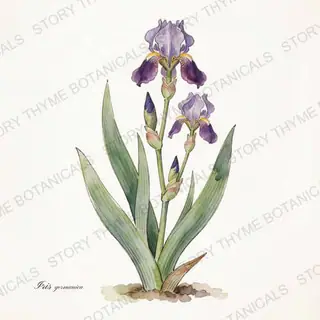 Bearded Iris — vintage botanical The Plant Library print on a white background