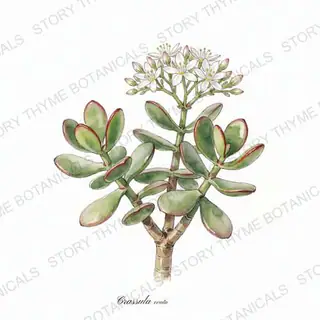 Jade Plant — vintage botanical The Plant Library print on a white background