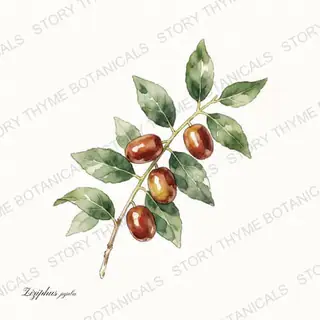 Jujube — vintage botanical The Plant Library print on a white background