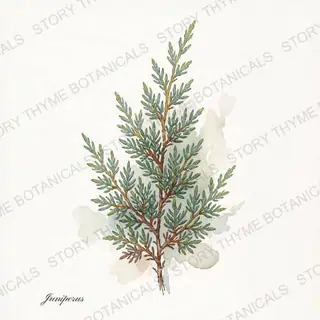 Juniper — vintage botanical The Plant Library print on a white background