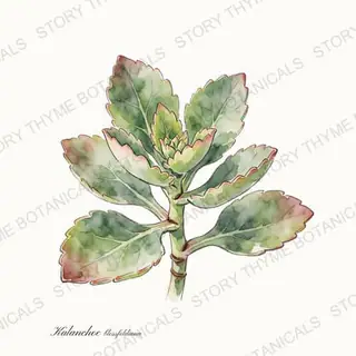 Kalanchoe — vintage botanical The Plant Library print on a white background