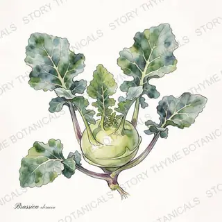 Kohlrabi — vintage botanical The Plant Library print on a white background