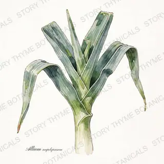 Leek — vintage botanical The Plant Library print on a white background