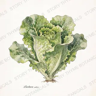 Lettuce — vintage botanical The Plant Library print on a white background