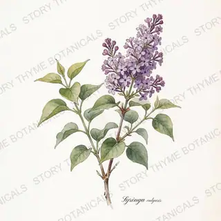 Common Lilac — vintage botanical The Plant Library print on a white background