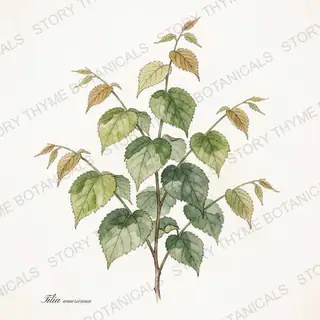 American Linden (Basswood) — vintage botanical The Plant Library print on a white background