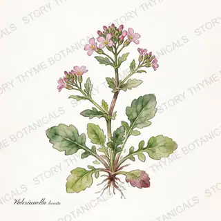 Mâche (Corn Salad) — vintage botanical The Plant Library print on a white background