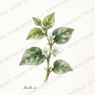 Malabar Spinach — vintage botanical The Plant Library print on a white background