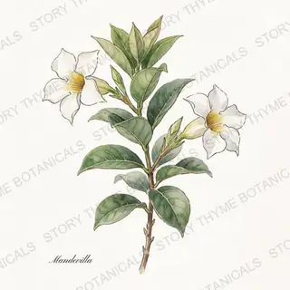 Mandevilla — vintage botanical The Plant Library print on a white background