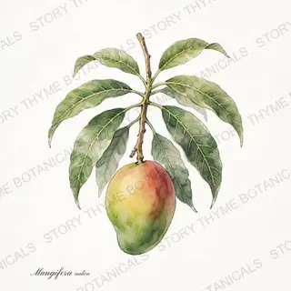 Mango — vintage botanical The Plant Library print on a white background