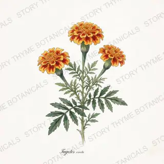 Marigold — vintage botanical The Plant Library print on a white background