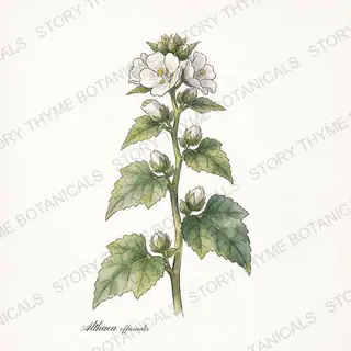 Marshmallow — vintage botanical The Plant Library print on a white background