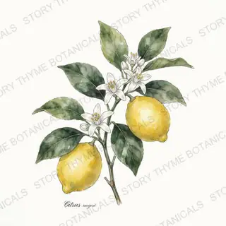 Meyer Lemon — vintage botanical The Plant Library print on a white background