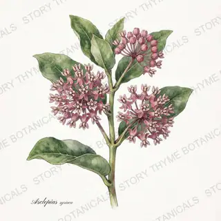 Common Milkweed — vintage botanical The Plant Library print on a white background