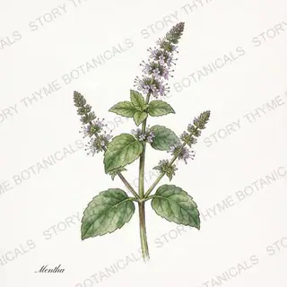 Mint — vintage botanical The Plant Library print on a white background