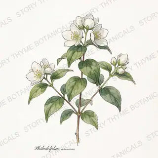 Mock Orange — vintage botanical The Plant Library print on a white background