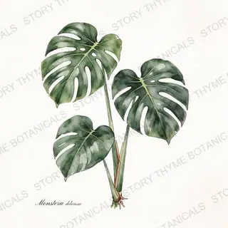 Monstera — vintage botanical The Plant Library print on a white background
