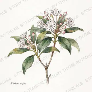 Mountain Laurel — vintage botanical The Plant Library print on a white background