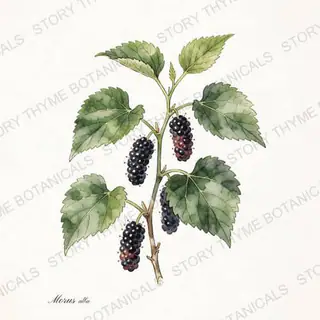 Mulberry — vintage botanical The Plant Library print on a white background