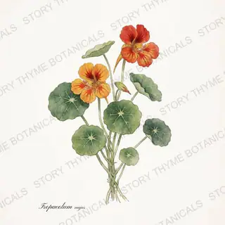 Nasturtium — vintage botanical The Plant Library print on a white background