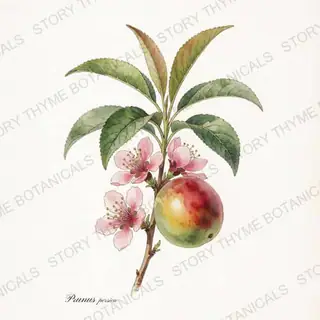 Nectarine — vintage botanical The Plant Library print on a white background