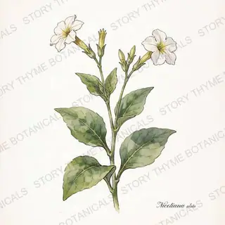 Flowering Tobacco — vintage botanical The Plant Library print on a white background