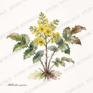 Oregon Grape — vintage botanical The Plant Library print on a white background