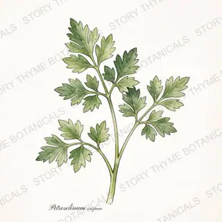 Parsley — vintage botanical The Plant Library print on a white background
