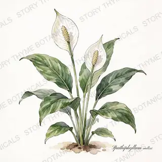 Peace Lily — vintage botanical The Plant Library print on a white background