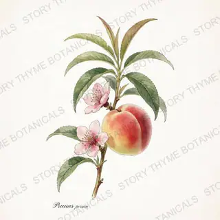 Peach — vintage botanical The Plant Library print on a white background