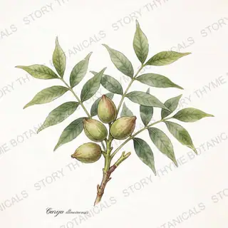 Pecan — vintage botanical The Plant Library print on a white background