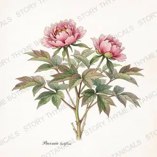 Peony — vintage botanical The Plant Library print on a white background
