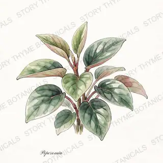 Peperomia — vintage botanical The Plant Library print on a white background