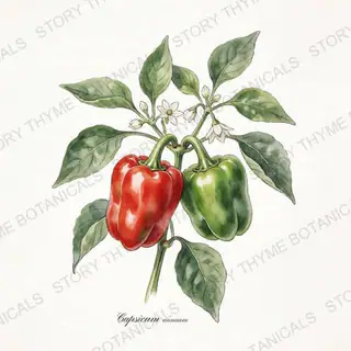 Pepper — vintage botanical The Plant Library print on a white background