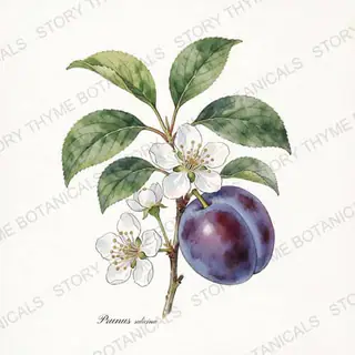 Plum — vintage botanical The Plant Library print on a white background