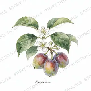 Pluot — vintage botanical The Plant Library print on a white background